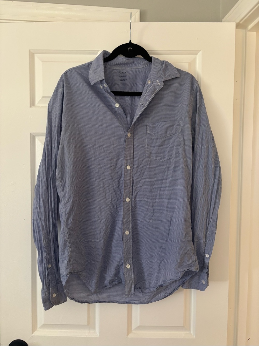 J. Crew Striped Light Blue Chambray Shirt - 100% Cotton - Size M - Picture 3 of 6